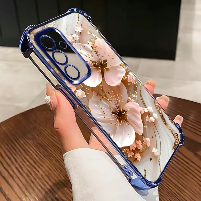 Phone Cases Clear - Electroplated Flower Clear Phone Case For