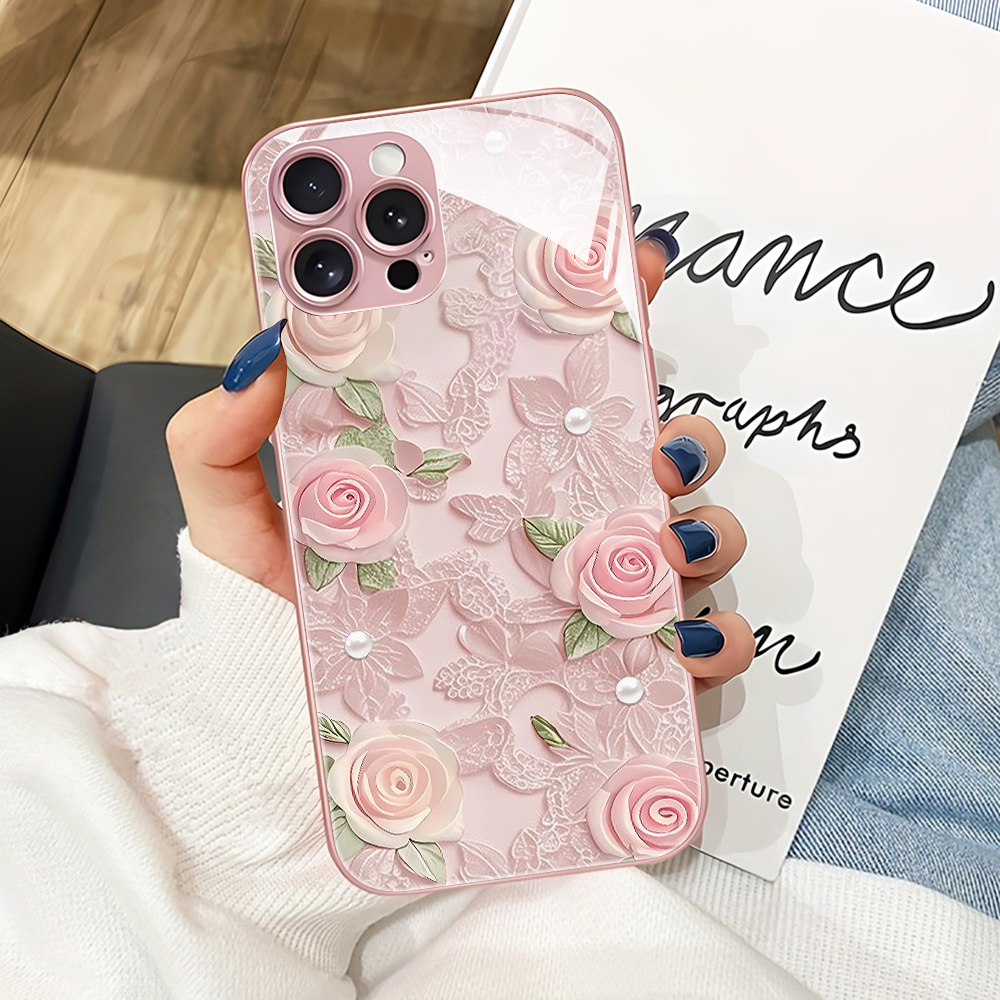 Pink Flower Tempered Glass Pho - Phone Cases Pink recension och pris