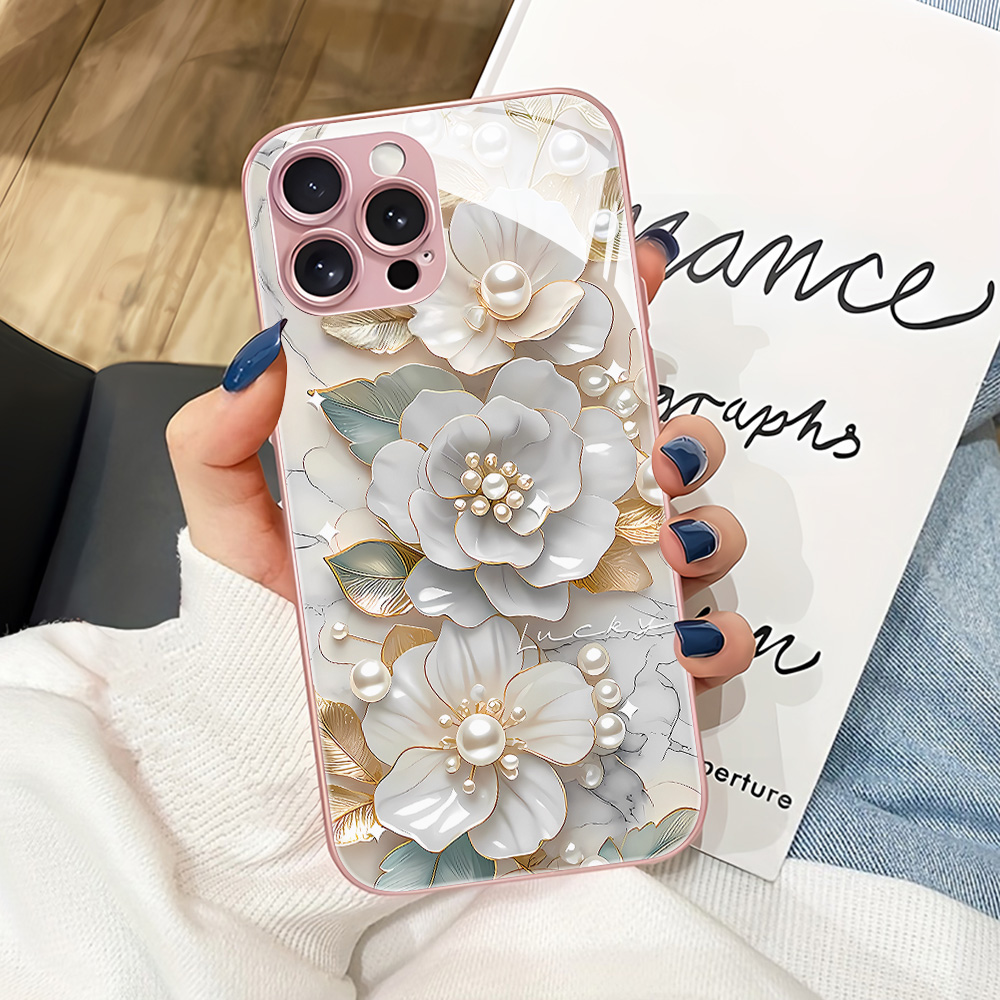 Pink Flower Tempered Glass Pho - Phone Cases Pink recension och pris