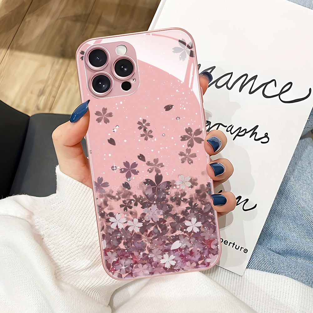 Pink Flower Tempered Glass Pho - Phone Cases Pink recension och pris