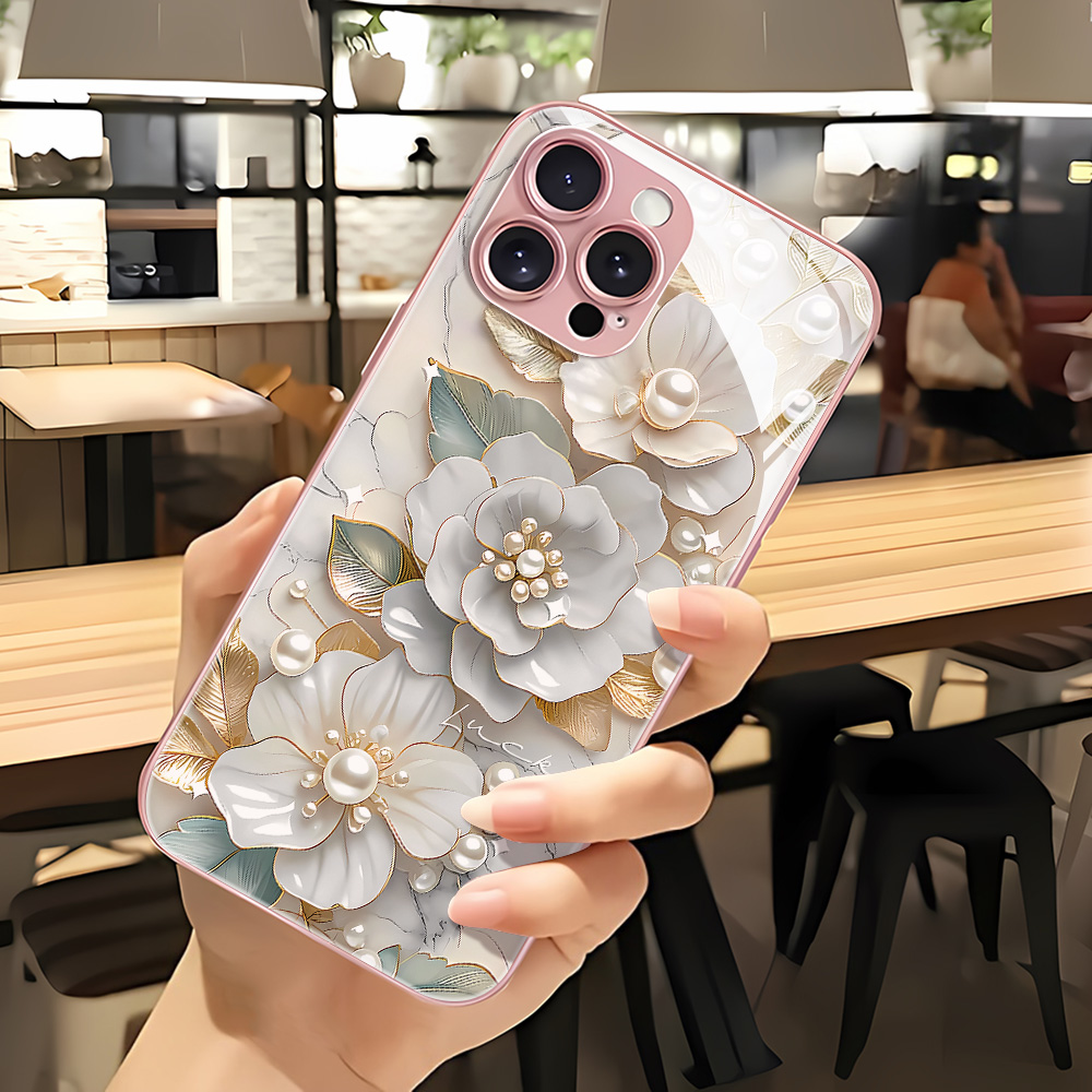 Pink Flower Tempered Glass Pho - Phone Cases Pink recension och pris
