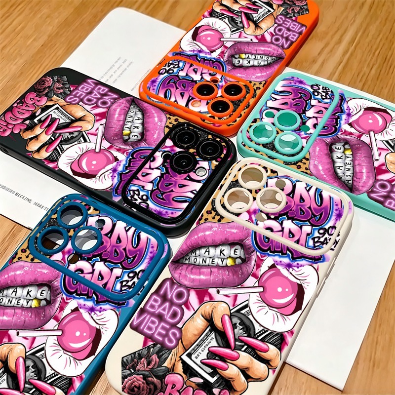 Hip Hop Pink Lips Baby Girl Gr - Phone Cases Pink recension och pris