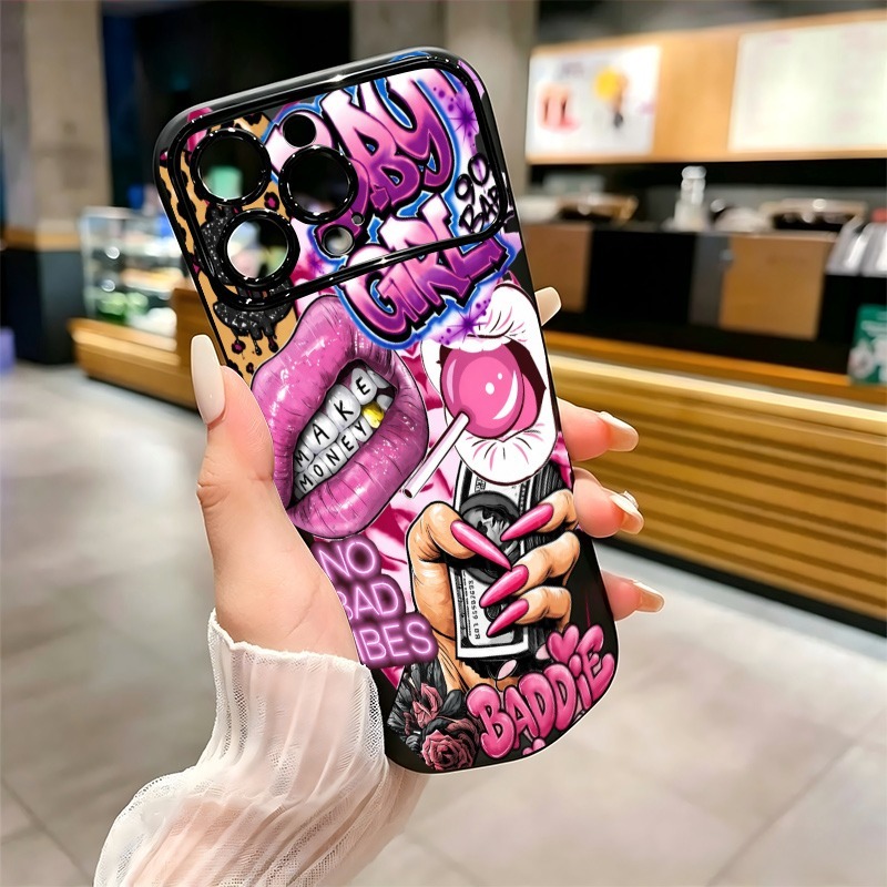 Hip Hop Pink Lips Baby Girl Gr - Phone Cases Pink recension och pris
