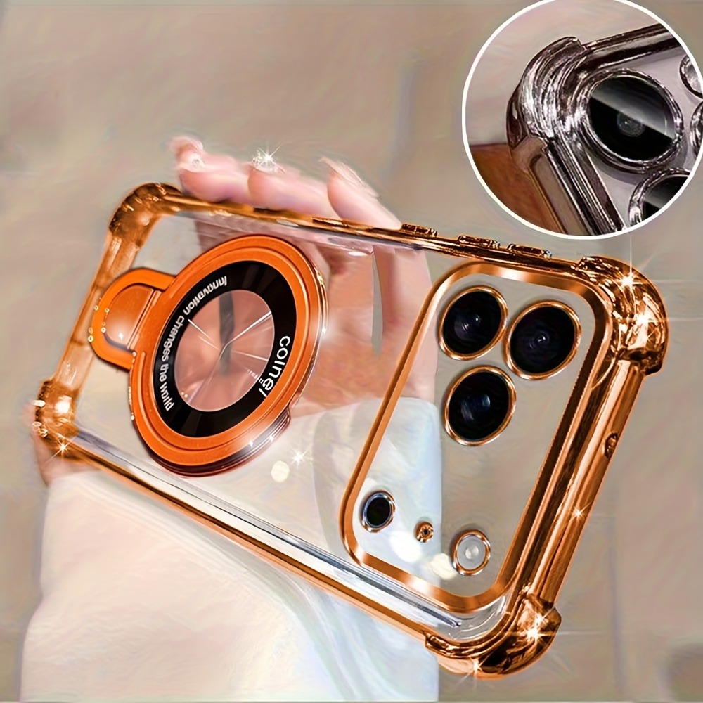 Luxury Clear  Plating Phone Ca - Ring Stand Case recension och pris