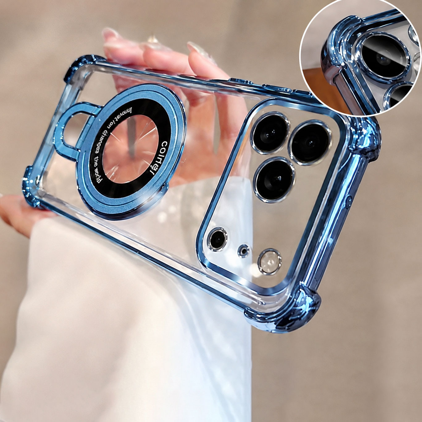 Luxury Clear  Plating Phone Ca - Ring Stand Case recension och pris