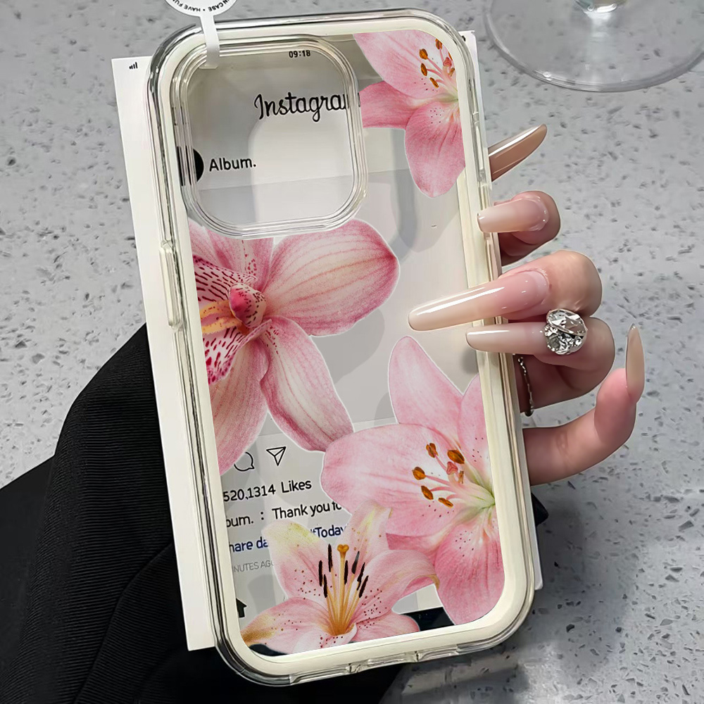 Pink Lily Flower Clear Phone C - Phone Cases Pink recension och pris