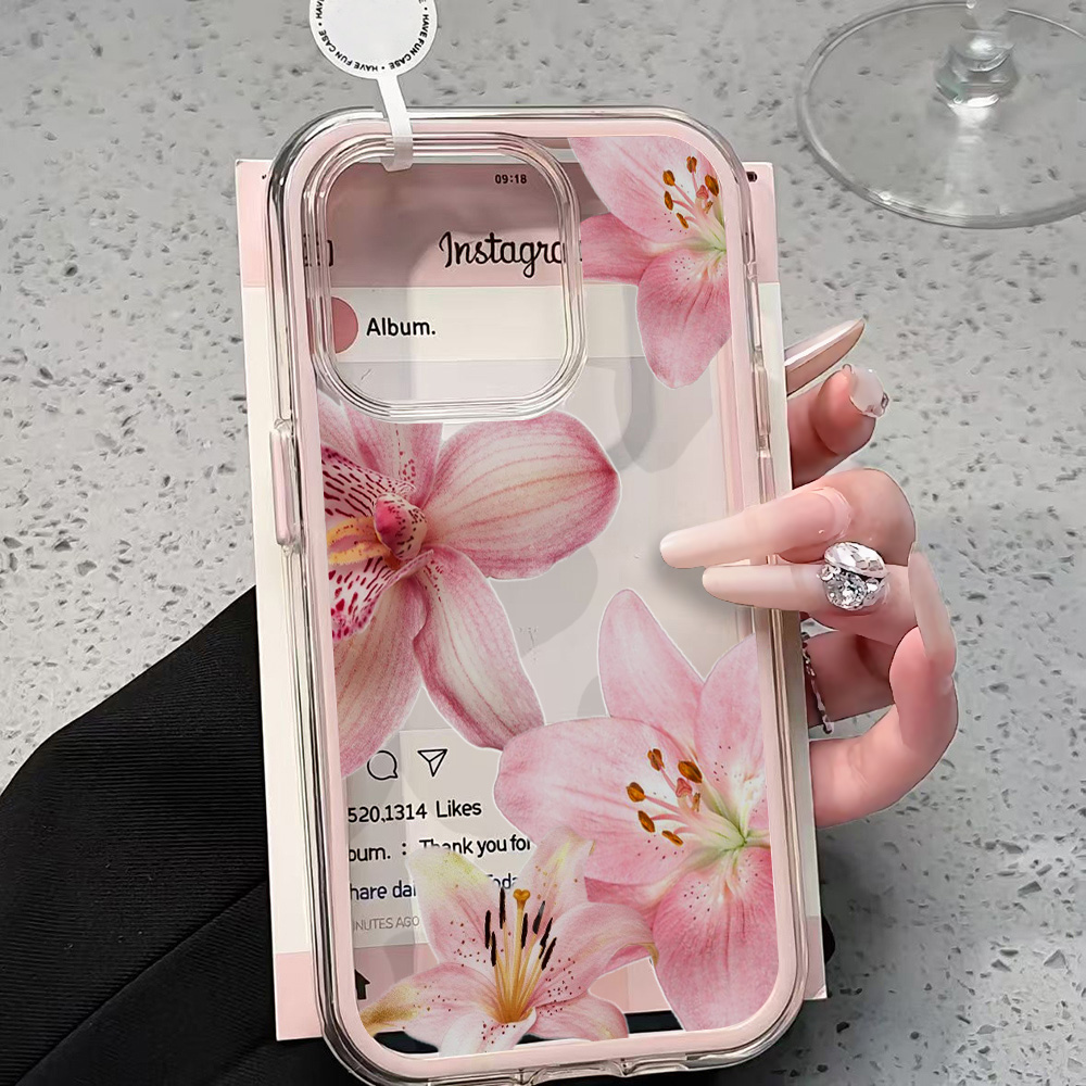 Pink Lily Flower Clear Phone C - Phone Cases Pink recension och pris