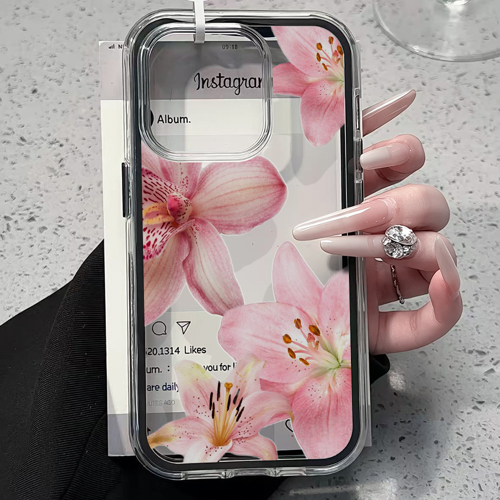 Pink Lily Flower Clear Phone C - Phone Cases Pink recension och pris