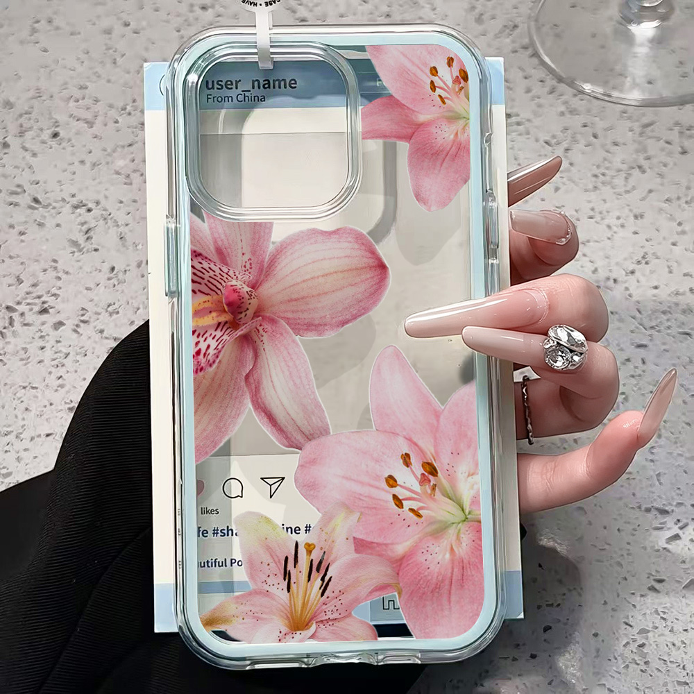 Pink Lily Flower Clear Phone C - Phone Cases Pink recension och pris