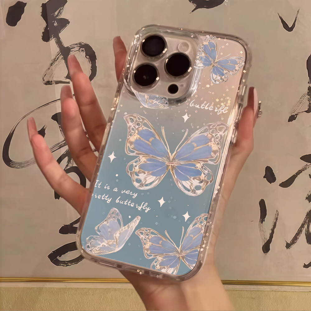 Luxury Blue Butterfly Clear Gl - Phone Cases Expensive recension och pris