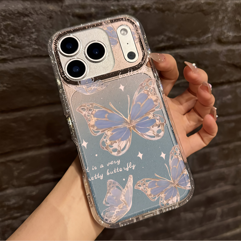 Luxury Blue Butterfly Clear Gl - Phone Cases Expensive recension och pris