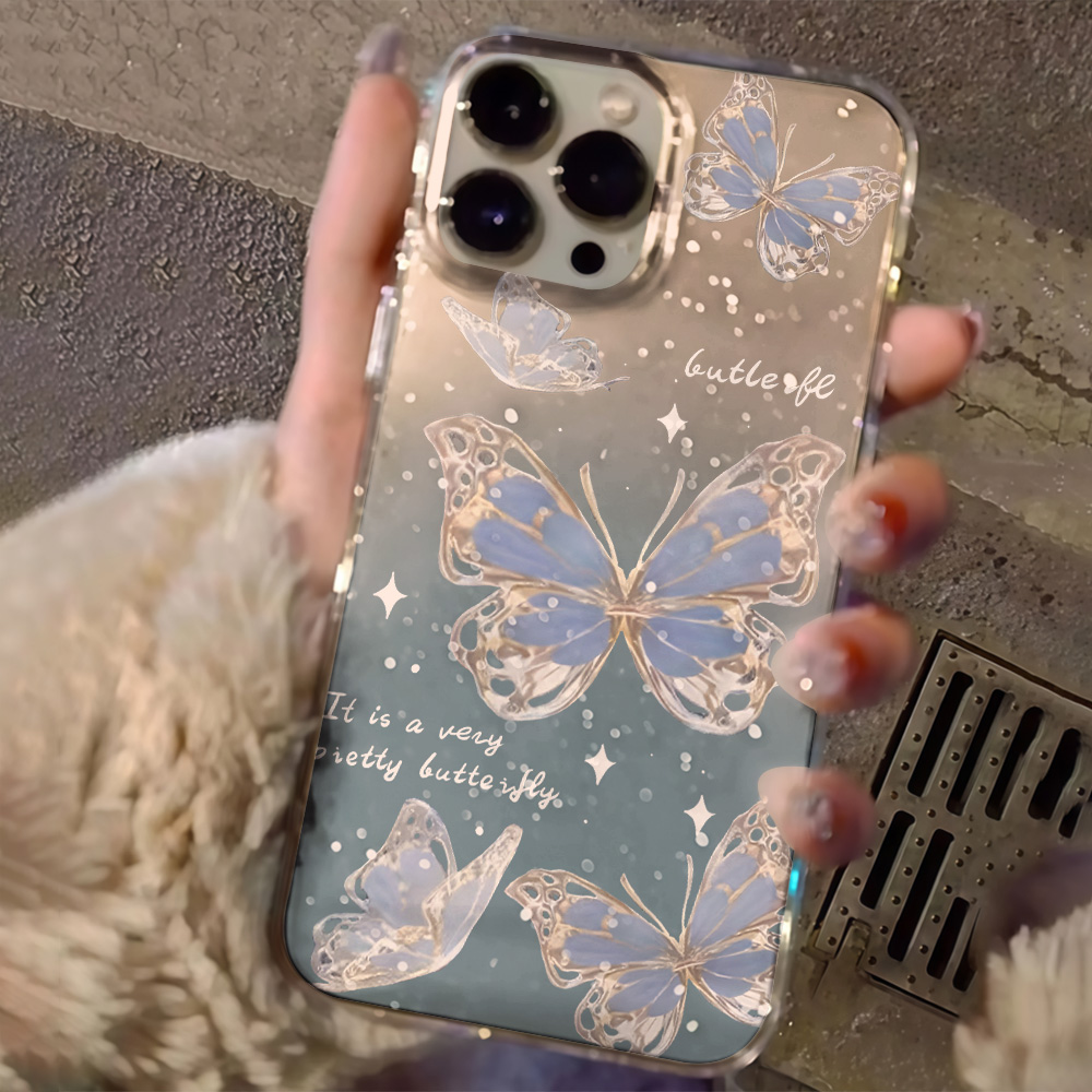 Luxury Blue Butterfly Clear Gl - Phone Cases Expensive recension och pris