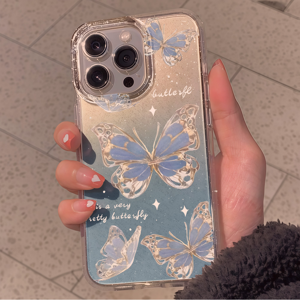 Luxury Blue Butterfly Clear Gl - Phone Cases Expensive recension och pris