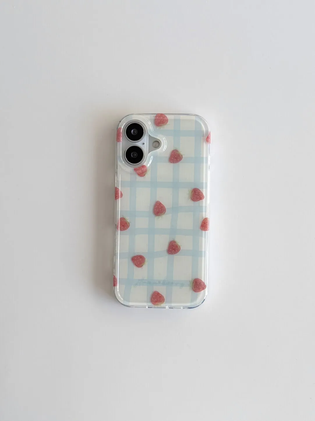 Fresh Blue Grid Pattern Strawb - Phone Cases Expensive recension och pris