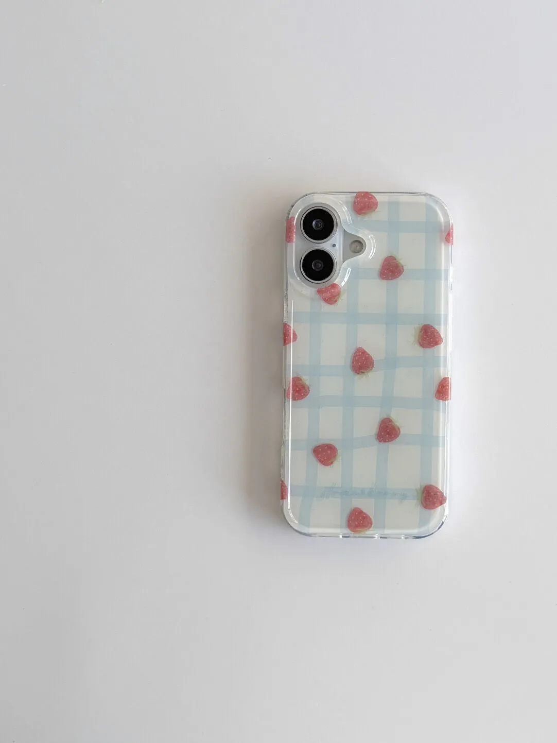 Fresh Blue Grid Pattern Strawb - Phone Cases Expensive recension och pris