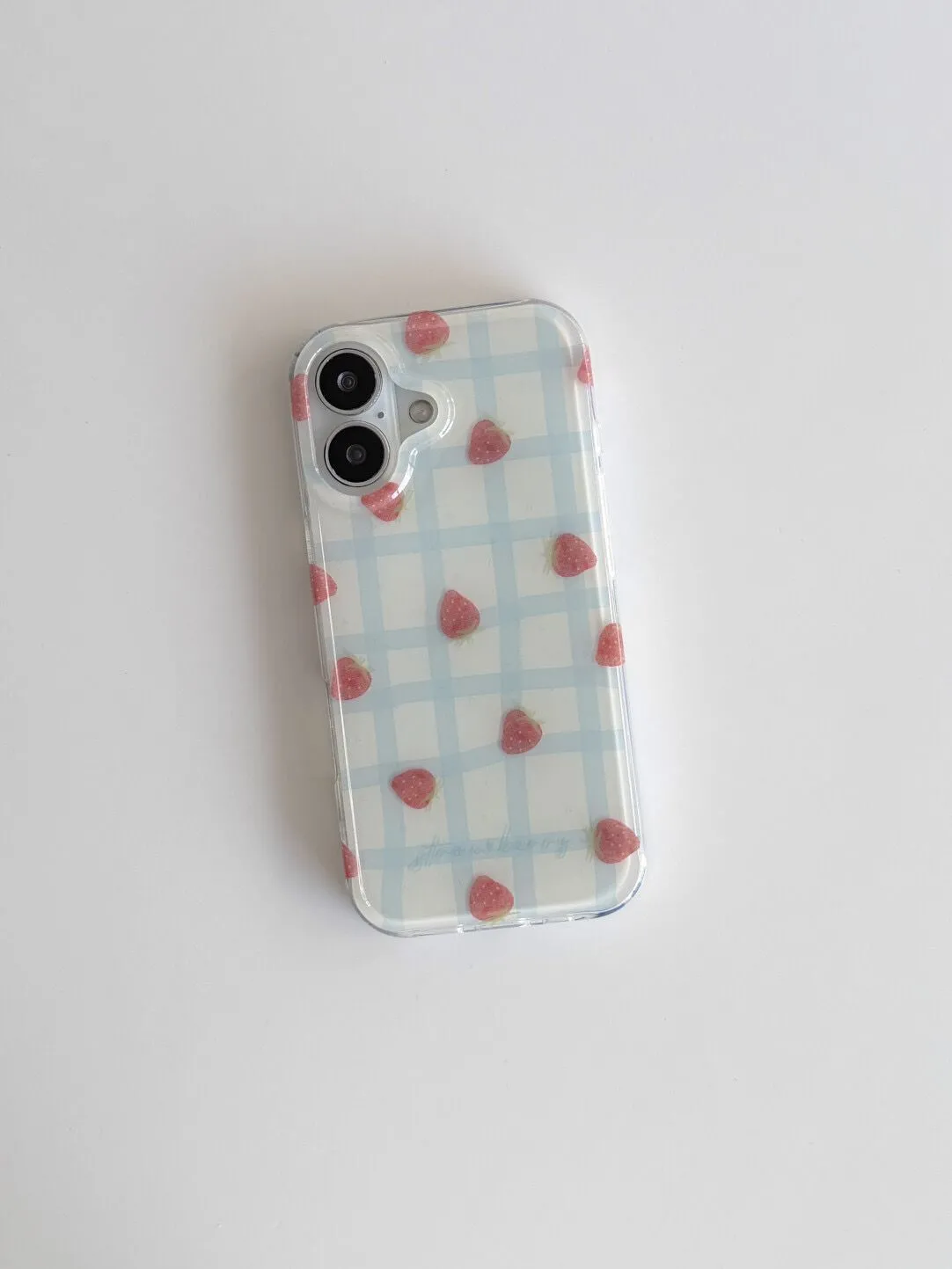 Fresh Blue Grid Pattern Strawb - Phone Cases Expensive recension och pris