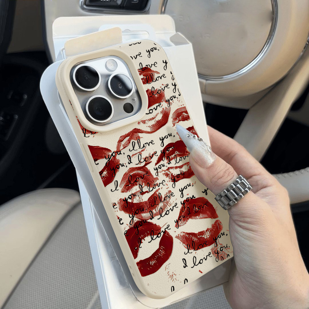 Bright Red Lips Leather Phone  - Phone Cases Unique recension och pris