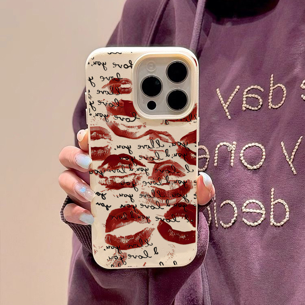 Bright Red Lips Leather Phone  - Phone Cases Unique recension och pris