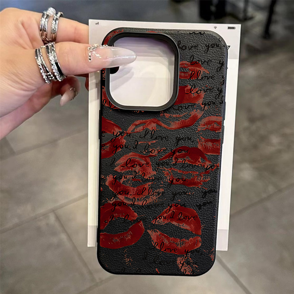 Bright Red Lips Leather Phone  - Phone Cases Unique recension och pris